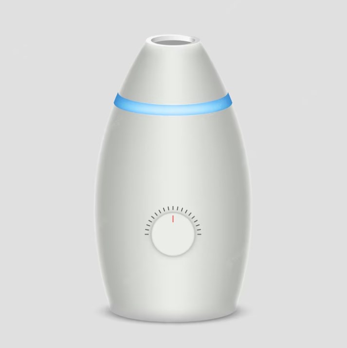 a white 3D realistic air humidifier for domestic use