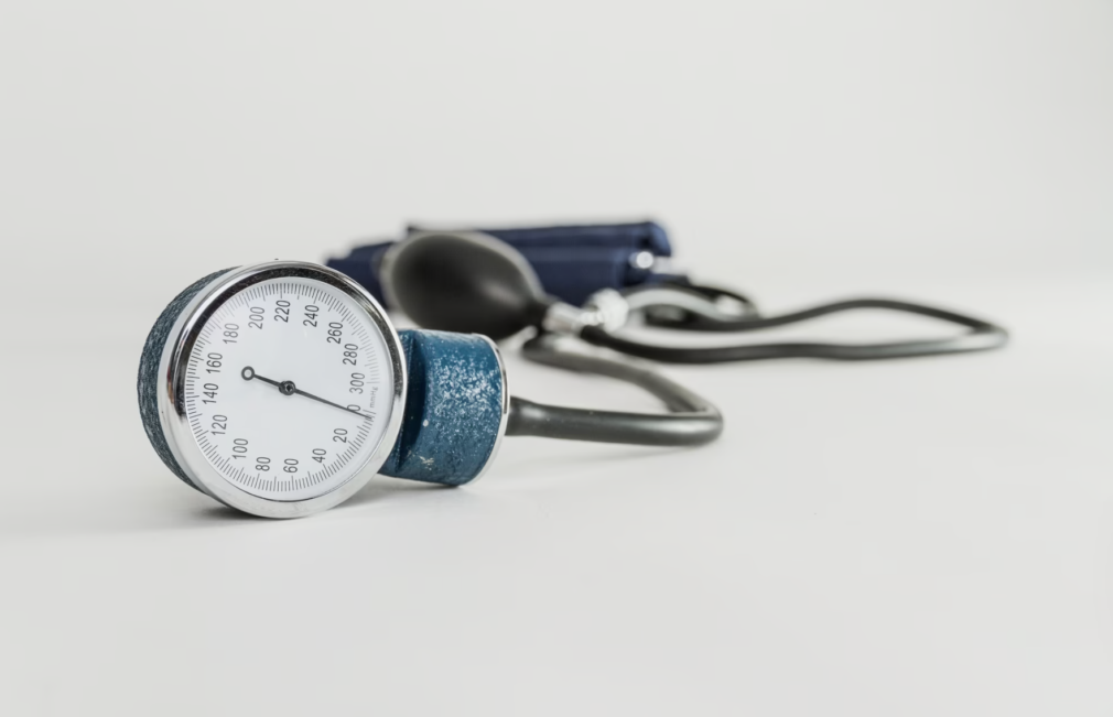 A stethoscope in close-up.