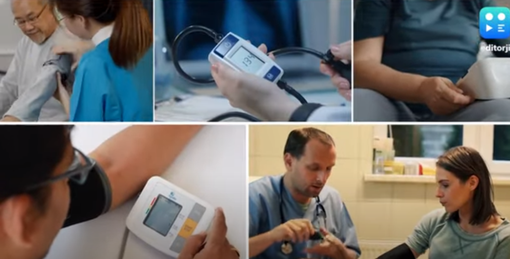 A collage of people measuring blood pressure