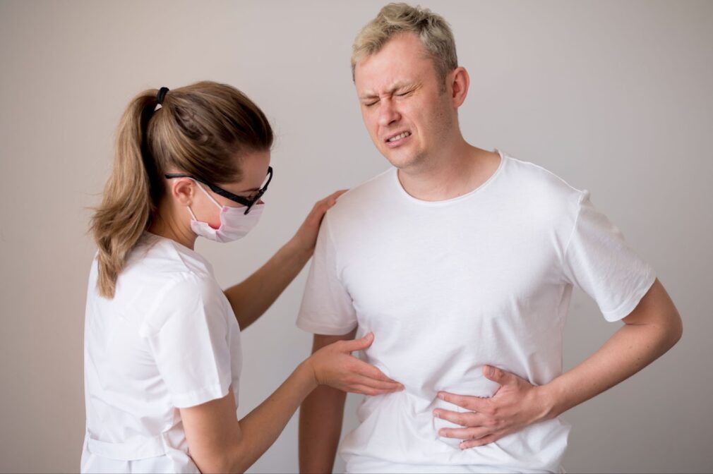 Doctor checking a man