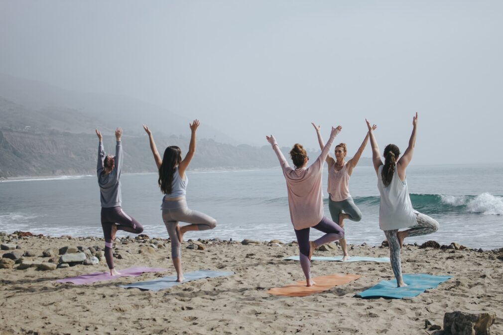 people practice yoga