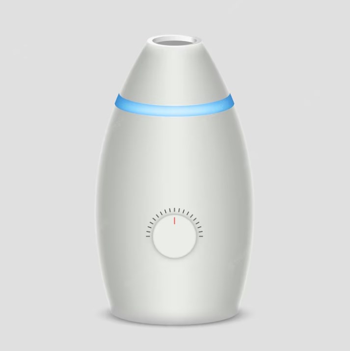 a white 3D realistic air humidifier for domestic use